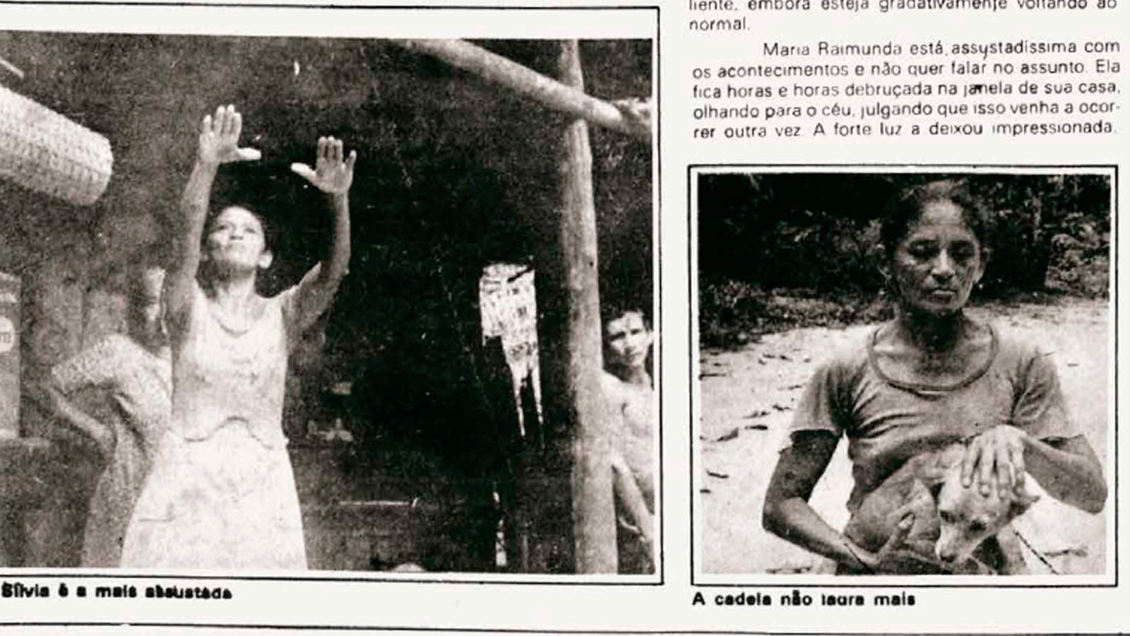 Página de jornal com fotografias de moradores ligados aos relatos do chupa-chupa.